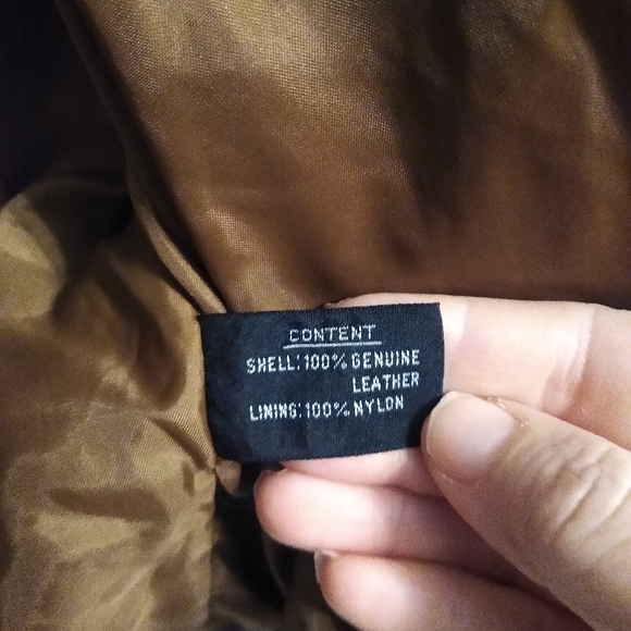 1980"s vintage leather jacket large Vintsge Leather Bomber Brown Caramel - Picture 7 of 14